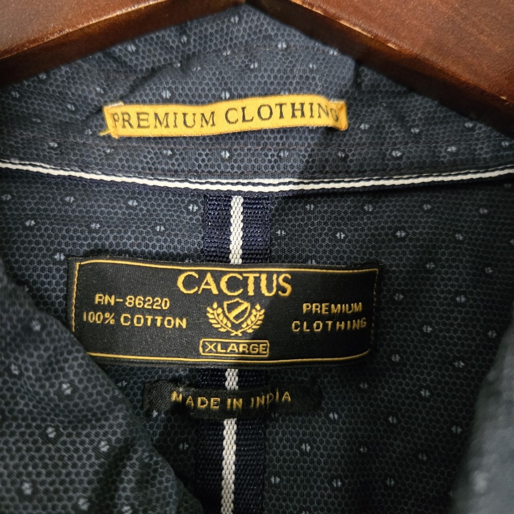 Cactus Premium Clothing Men's 100% Cotton Button Up Shirt Size‎ XLarge Drk Blue - Picture 3 of 5